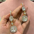 JCM Luxury Polki Kundan Stone Designer Dangler Earrings