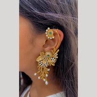 JCM Royal Look Pota Stone And Pearl EarCuff Earrings