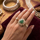 JCM Antique Finish Polki Kundan Stone Ring