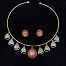 JCM Graceful Polki Kundan Stone Stone And Austrian Stone Necklace Set