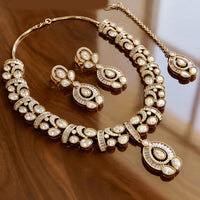 JCM Graceful Polki Kundan Stone Stone And Austrian Stone Necklace Set