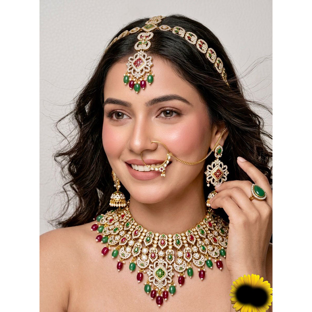 JCM Ethnic Glam Pota Stone Beads And Pearl Semi-Bridal Jewelry Set