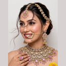 JCM Ethnic Glam Polki Kundan Stone Beads And Pearl Semi-Bridal Jewelry Set