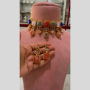 JCM Glam Multi Color Pota Stone And Pearl Choker Necklace Set