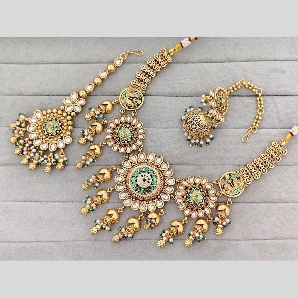 JCM Premium Designer Pota Stone And Pearl Choker Necklace Set