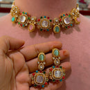 JCM Premium Designer Pota Stone Multi Color Choker Necklace Set