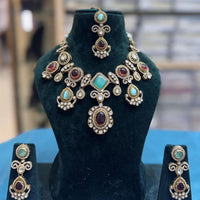 JCM Premium Designer Pota Stone Necklace Set