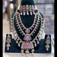 JCM Traditional Pota Stone Beads With Pearl Double Necklace Set