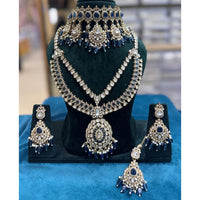 JCM Grand Polki Kundan Stone Pearl And Beads Double Necklace Set