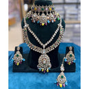 JCM Grand Polki Kundan Stone Pearl And Beads Double Necklace Set