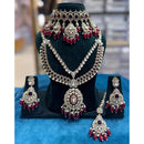 JCM Grand Polki Kundan Stone Pearl And Beads Double Necklace Set