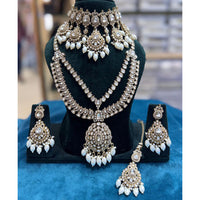 JCM Grand Polki Kundan Stone Pearl And Beads Double Necklace Set