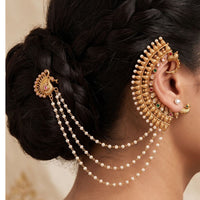 JCM Glitter Shine Pota Stone Earcuff Earrings With Kanchain