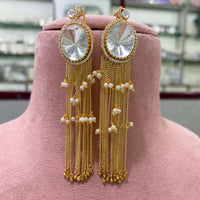 JCM Ethnic Polki Kundan Stone And Pearl Dangler Earrings