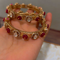 JCM Heritage Style Polki Kundan Stone Bangles Set