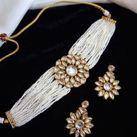 JCM Heritage Kundan Stone And Pearl Choker Necklace Set