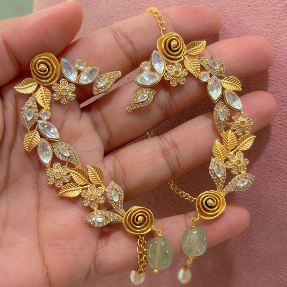 JCm Borivali Gold Plated Crystal Stone Earcuff