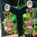 JCM Borivali Designer Kundan Stone And Pearl Chain Jhumki Earrings