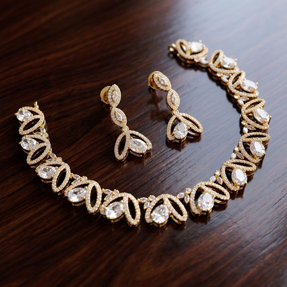 JCM Elegant Crystal Stone And Austrian Stone Necklace Set