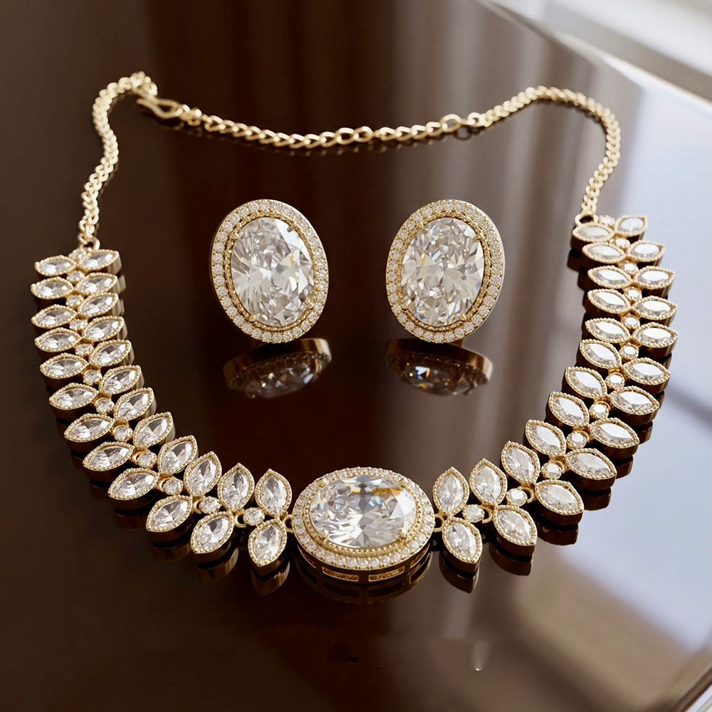 JCM Premium Pota Stone And Austrian Stone Necklace Set