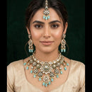 JCM Party Wear Polki Kundan Pearl And Beads Meenakari Necklace Set
