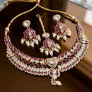 JCM Party Wear Polki Kundan Pearl And Beads Choker Necklace Set