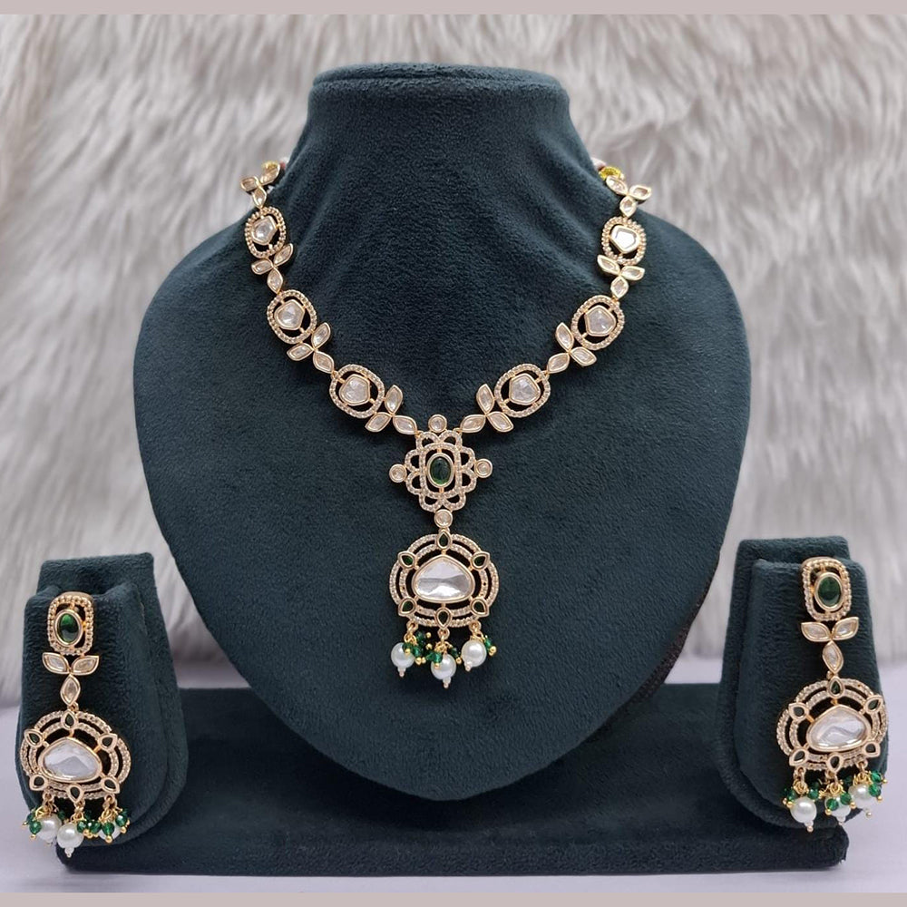 JCM Grand Polki Kundan Stone And Pearl Statement Necklace Set