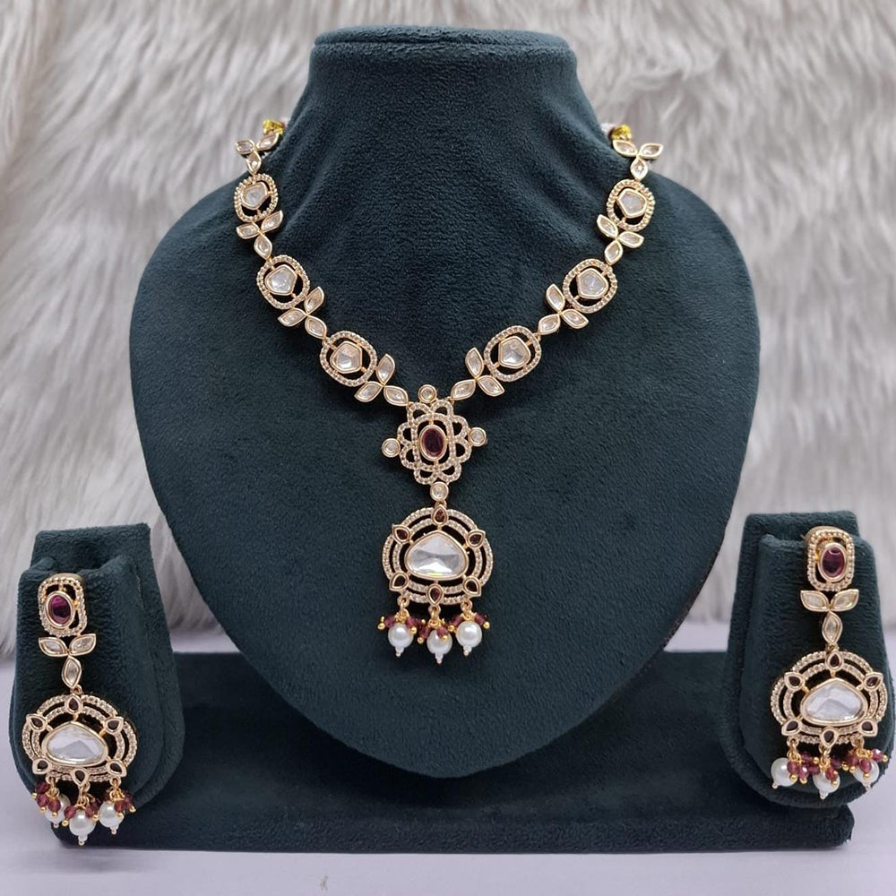 JCM Grand Polki Kundan Stone And Pearl Statement Necklace Set