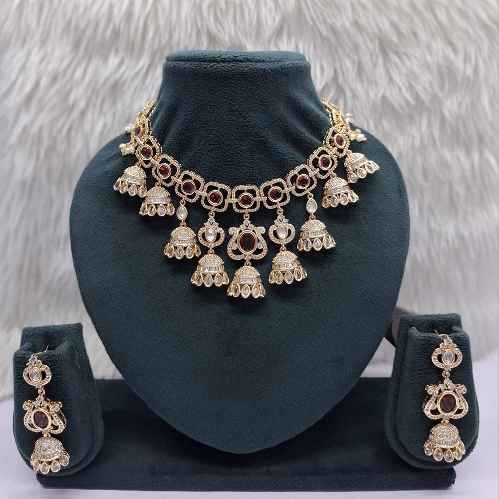 JCM Grand Polki Kundan Stone And Pearl Statement Necklace Set