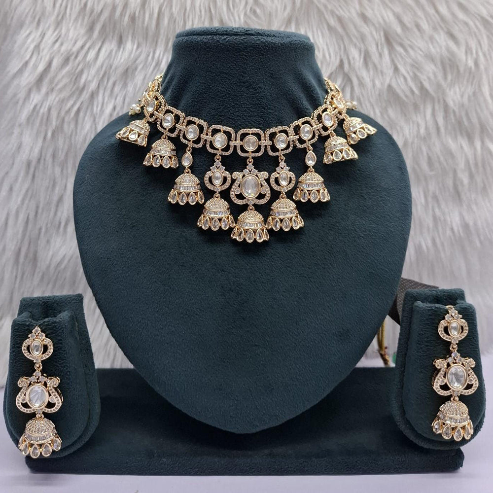 JCM Grand Polki Kundan Stone And Pearl Statement Necklace Set