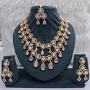 JCM Grand Polki Kundan Stone And Pearl Statement Double Layer Necklace Set