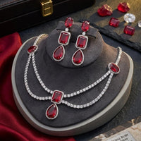 JCM Designer American Daimond Double Layer Necklace Set