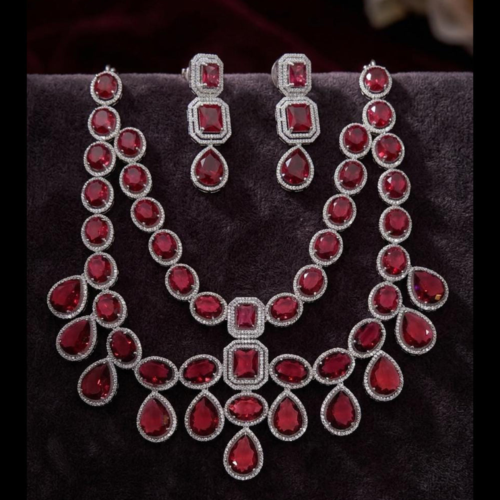 JCM Designer American Daimond Double Layer Necklace Set