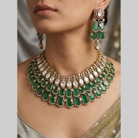 JCM Grand Polki Kundan Stone And Pearl Statement Necklace Set