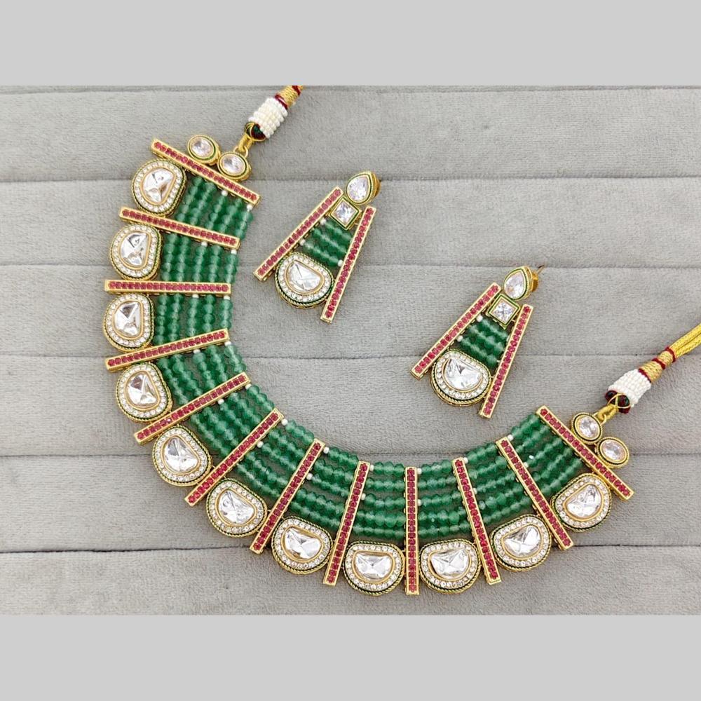 JCM Grand Polki Kundan Stone And Pearl Statement Necklace Set