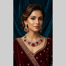 JCM Grand Polki Kundan Stone Statement Necklace Set