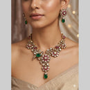 JCM Luxury Polki Kundan Stone Floral Necklace Set for Women