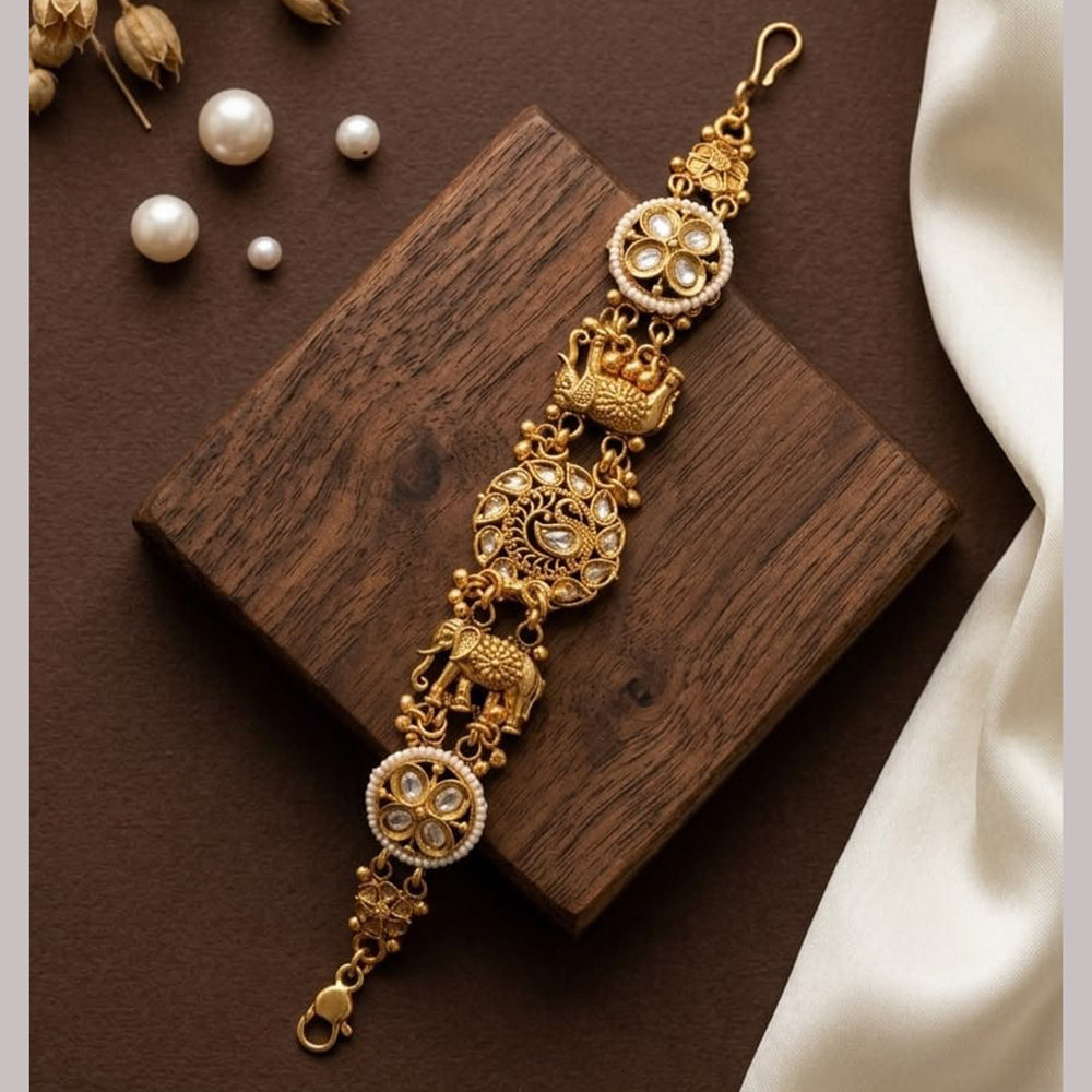 JCM Gold Plated Pota Stone And Pearl Adjustable Bracelets