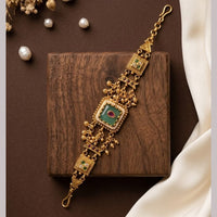 JCM Gold Plated Pota Stone And Pearl Adjustable Bracelets