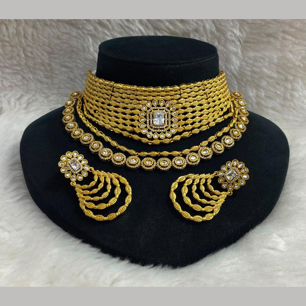 JCM Maharani Style Pota Stone And Austrian Stone Choker Necklace Set