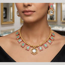 JCM Designer Pota Stone And Pearl Necklace Set