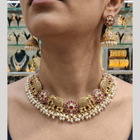 JCM Designer Pota Stone And Pearl Elephant Necklace Set