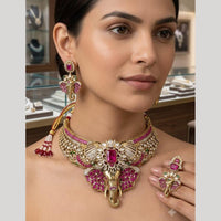 JCM Maharani Style Pota Stone And Austrian Stone Ganesha Choker Necklace Set