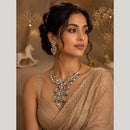 JCM Grand Peacock Design Polki Kundan And Austrian Stone Necklace Set