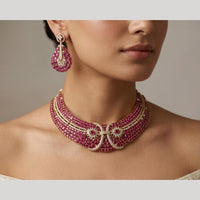 JCM Grand Design Polki Kundan And Austrian Stone Necklace Set