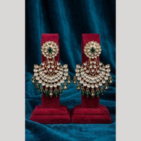 JCM Premium Polki Kundan Stone And Pearl Dangler Earrings for Women