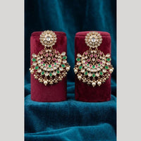 JCM Premium Polki Kundan Stone And Pearl Dangler Earrings for Women