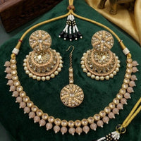 JCM Luxury Polki Kundan Stone & Beads Necklace Set for Women