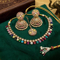 JCM Luxury Polki Kundan Stone & Beads Necklace Set for Women