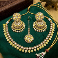 JCM Luxury Polki Kundan Stone & Beads Necklace Set for Women